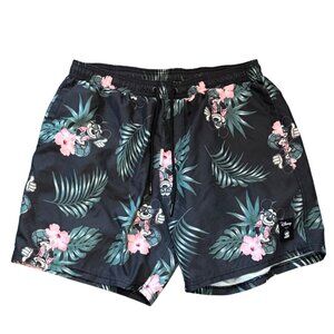 Disney Neff Mens Swim Shorts XL Black Hawaiian Mickey Mouse Print